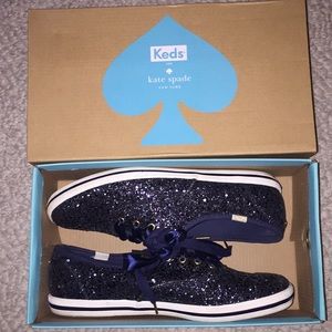 WORN ONCE(seriously!) blue sparkly Kate Spade keds